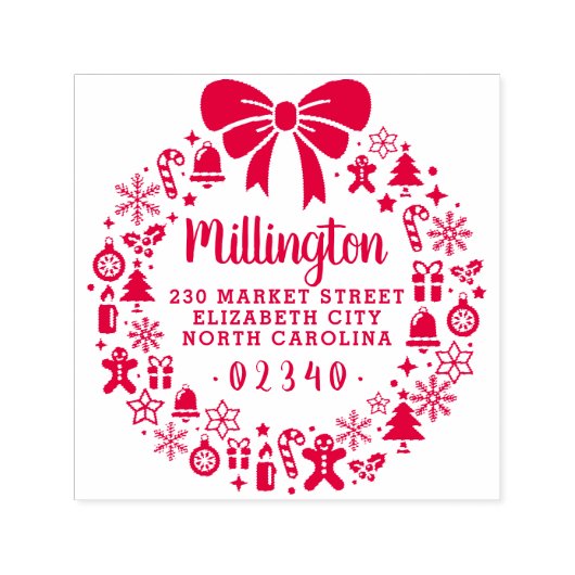 クリスマスボウリースファミリー名差出人住所 セルフインキングスタンプ (デザイン)