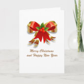 クリスマスボウ折り畳みグリーティングカード カード (正面)