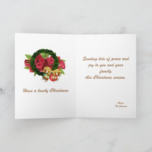 クリスマスボウ折り畳みグリーティングカード カード (内部)