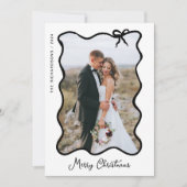 クリスマスボウ | シックな白黒フォトフレーム シーズンカード (正面)