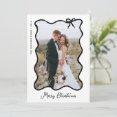 クリスマスボウ | シックな白黒フォトフレーム シーズンカード (スタンド正面)