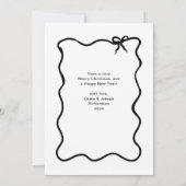 クリスマスボウ | シックな白黒フォトフレーム シーズンカード (裏面)