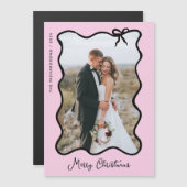 クリスマスボウ | ブラックとピンクのフォト磁気カード (正面/裏面)