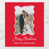 クリスマスボウ | 波状の赤と白写真 ワインラベル (シングルラベル)