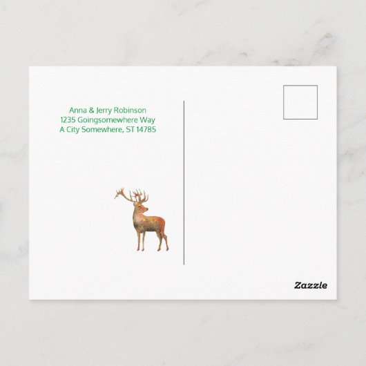 クリスマスボウ&鹿のカスタム写真 ポストカード (裏面)