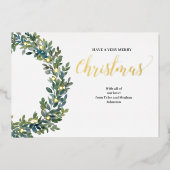 クリスマスボクウッドリース水彩及び金箔 箔シーズンカード (正面)