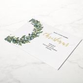 クリスマスボクウッドリース水彩及び金箔 箔シーズンカード (回転した状態)