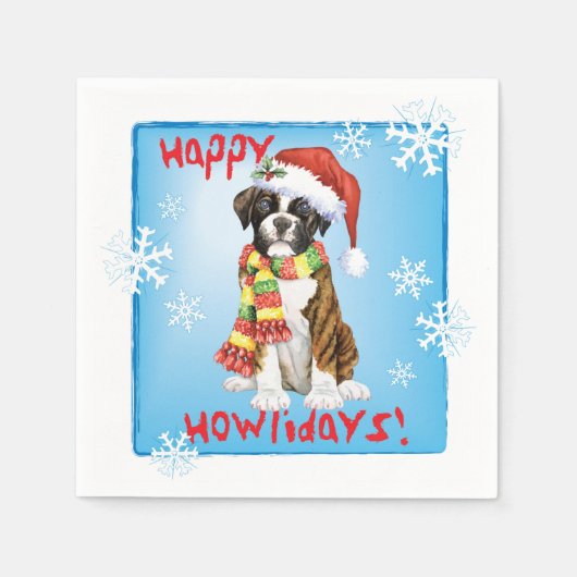 クリスマスボクサーのナプキンス スタンダードカクテルナプキン (正面)