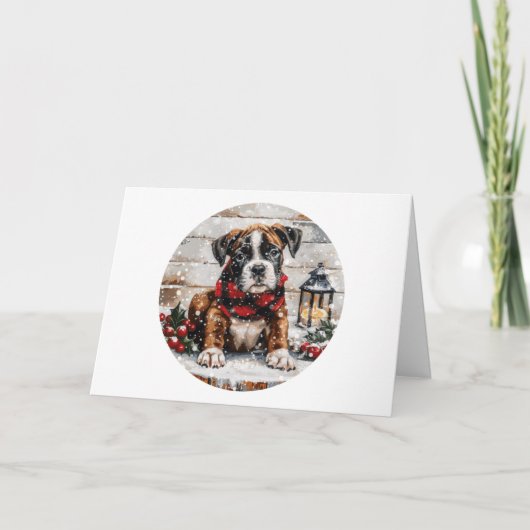 クリスマスボクサーの子犬さん サンキューカード (正面)