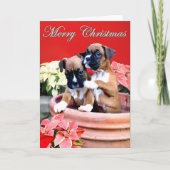 クリスマスボクサーの子犬のグリーティングカード シーズンカード (正面)