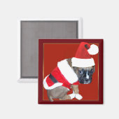 クリスマスボクサーの子犬の磁石 マグネット (正面/裏面)