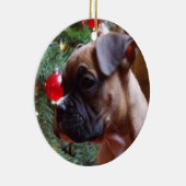 クリスマスボクサーの子犬オーナメント セラミックオーナメント (右)