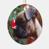 クリスマスボクサーの子犬オーナメント セラミックオーナメント (左)