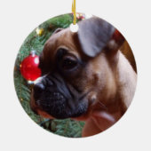 クリスマスボクサーの子犬オーナメント セラミックオーナメント (裏面)