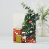 クリスマスボクサーの子犬 シーズンポストカード (スタンド正面)