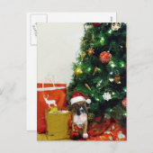 クリスマスボクサーの子犬 シーズンポストカード (正面/裏面)