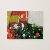 クリスマスボクサーの子犬 ジグソーパズル (横)