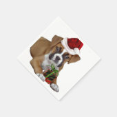クリスマスボクサーの子犬 スタンダードカクテルナプキン (角)