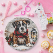 クリスマスボクサーの子犬 ペーパープレート (パーティー)