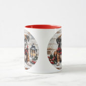 クリスマスボクサーの子犬 マグカップ (中央)