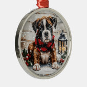 クリスマスボクサーの子犬 メタルオーナメント (右)