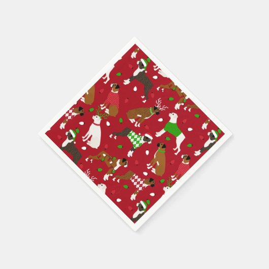 クリスマスボクサー犬 スタンダードカクテルナプキン (角)