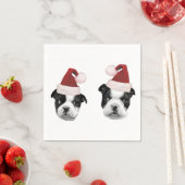 クリスマスボストンテリアの子犬 スタンダードカクテルナプキン (インサイチュ)