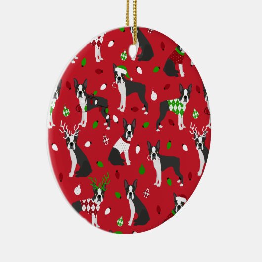 クリスマスボストンテリアセラミックオーナメント セラミックオーナメント (右)