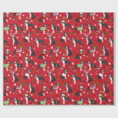 クリスマスボストンテリアラッピング紙 ラッピングペーパー (フラット)