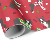 クリスマスボストンテリアラッピング紙 ラッピングペーパー (ロールコーナー)