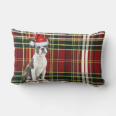 クリスマスボストンテリアードグホリデープレイド ランバークッション (裏面)