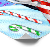 クリスマスボストンテリアードッグズキャンディケーンサンタハット ポスター (角)