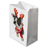 クリスマスボストンテリア犬ラッピング紙 ミディアムペーパーバッグ (裏面アングル)