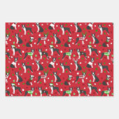 クリスマスボストンテリア ラッピングペーパーシート (正面)