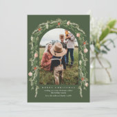 クリスマスボタニカルとフローラの緑のフォトカード シーズンカード (スタンド正面)