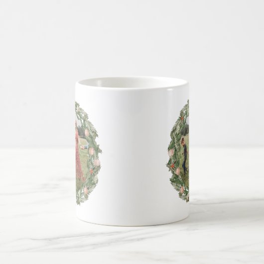 クリスマスボタニカルとフローラの緑のフォトマグカップ コーヒーマグカップ (中央)