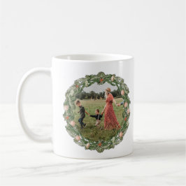 クリスマスボタニカルとフローラの緑のフォトマグカップ コーヒーマグカップ