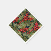 クリスマスボタニカルの枝と果実 スタンダードカクテルナプキン (角)