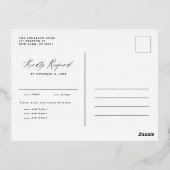 クリスマスボタニカルアントラーリースウィンターウェディング 箔招待状ポストカード (裏面)