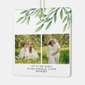 クリスマスボタニカルウォーターの色の家族写真 セラミックオーナメント (左)