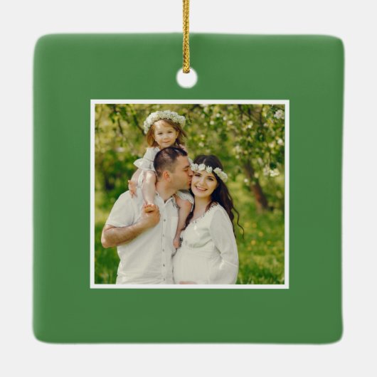 クリスマスボタニカルウォーターの色の家族写真 セラミックオーナメント (裏面)