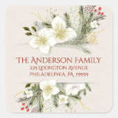 クリスマスボタニカルウォーター差出人住所 スクエアシール (正面)