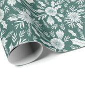 クリスマスボタニカルウッドカットグリーン ラッピングペーパー (ロールコーナー)