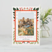 クリスマスボタニカルキルトホリデーフォトカード 招待状 (スタンド正面)