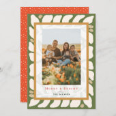 クリスマスボタニカルキルトホリデーフォトカード 招待状 (正面/裏面)