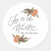 クリスマスボタニカルギフトラッピング ラウンドシール (正面)