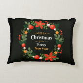 クリスマスボタニカルクリスマスリース付きアクセント枕 アクセントクッション (裏面)