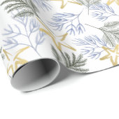 クリスマスボタニカルグリーンと金ゴールド ラッピングペーパー (ロールコーナー)