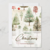 クリスマスボタニカルグリーンパインツリーズレッドオーナメント シーズンカード (正面)