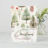 クリスマスボタニカルグリーンパインツリーズレッドオーナメント シーズンカード (スタンド正面)